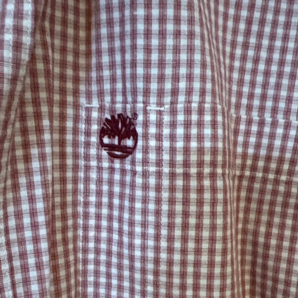 Timberland Men's Red Plaid Button Down Shirt - Picture 3 of 7